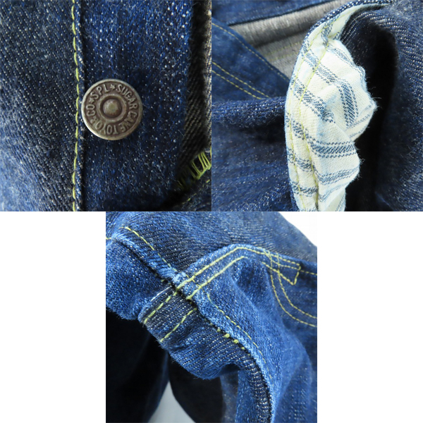 実際に弊社で買取させて頂いたSUGAR CANE/シュガーケーン 琉球藍混×ハワイ藍混 ALOHA DENIM さとうきびデニム デニムパンツ SC41701/W38L30の画像 8枚目