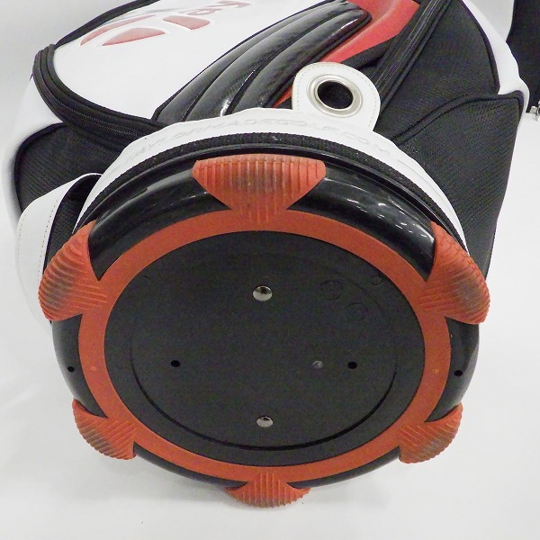 実際に弊社で買取させて頂いたTaylorMade/テーラーメイド CB100V オーセンティック 9.5型 4分割キャディバッグ ホワイトｘレッドｘブラックの画像 8枚目