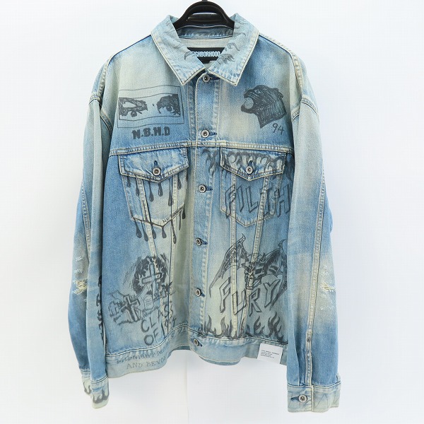 実際に弊社で買取させて頂いたNEIGHBORHOOD/ネイバーフッド 23AW FADE DENIM TYPE-3 JACKET グラフィック デニムジャケット 232YTNH-JKM05/L