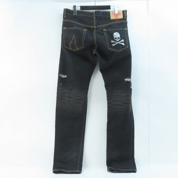 実際に弊社で買取させて頂いたRoen×BOBSON/ロエン×ボブソン スカルスタッズ ダメージ加工 デニムパンツ /33の画像 1枚目