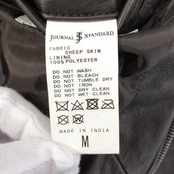 実際に弊社で買取させて頂いたJOURNAL STANDARD/ジャーナルスタンダード シープスキン シングルライダース ブルゾン/Mの画像 3枚目