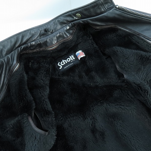 実際に弊社で買取させて頂いたSchott/ショット ボアライナー付き シングルレザーライダースジャケット /36の画像 6枚目