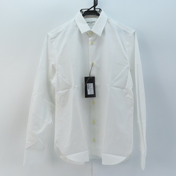 実際に弊社で買取させて頂いた(1)【未使用/JPタグ】SAINT LAURENT/サンローラン 19SS プレーン 長袖シャツ 536096 Y216W/36