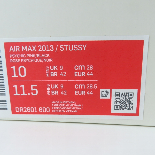 実際に弊社で買取させて頂いたSTUSSY×NIKE/ステューシー×ナイキ AIR MAX 2013/エアマックス ピンク DR2601-600/28の画像 9枚目
