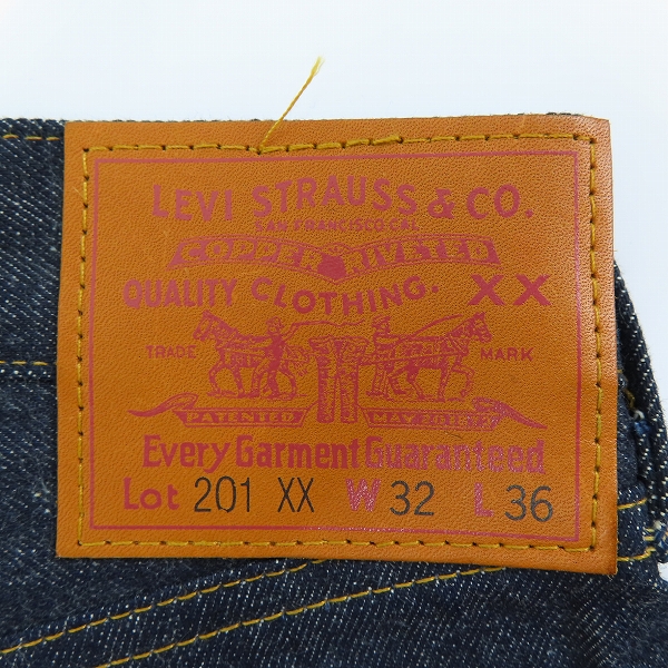 実際に弊社で買取させて頂いた【未使用】LEVIS/リーバイス 201XX 刻印555 バレンシア工場製 復刻 ビッグE デニムパンツ 201-0003/W32/L36の画像 2枚目