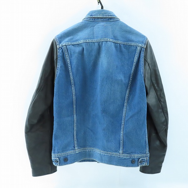 実際に弊社で買取させて頂いたHYSTERIC GLAMOUR/ヒステリックグラマー 袖レザー/レザースリーブ SP加工デニム ジャケット 0243AB10/Lの画像 1枚目