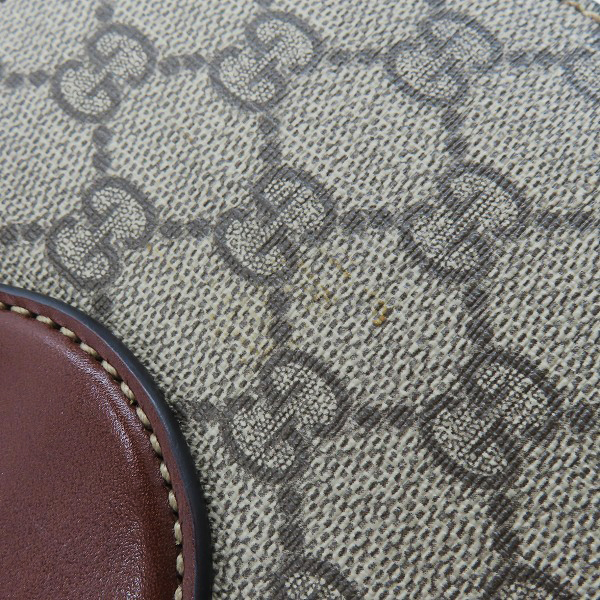 実際に弊社で買取させて頂いたGUCCI/グッチ GGスプリーム PVC×レザー 2WAYハンドバッグ ベージュ×ブラウン 409531の画像 8枚目