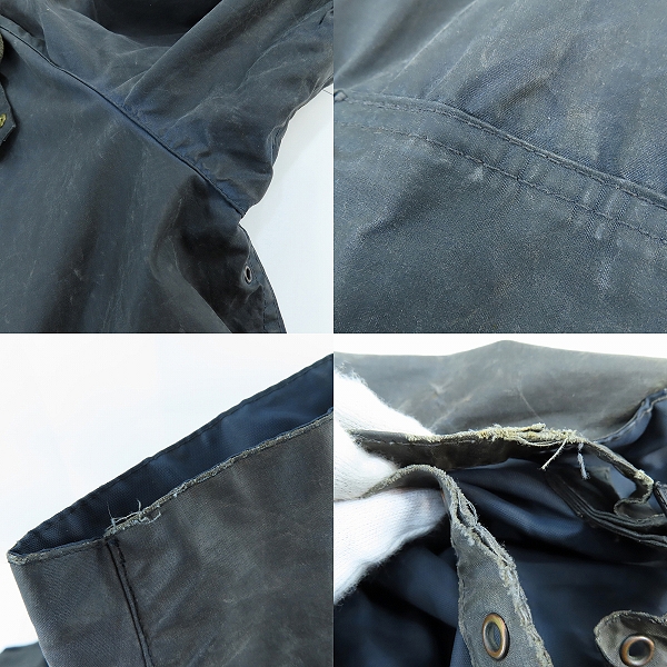 実際に弊社で買取させて頂いたBarbour/バブアー ヴィンテージ BURGHLEY/バーグレー オイルド ロングコート/36の画像 7枚目