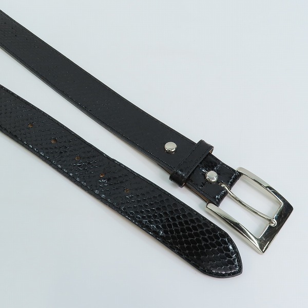 実際に弊社で買取させて頂いたWACKO MARIA/ワコマリア GUILTY PARTIES PYTHON LEATHER BELT/パイソンレザーベルト ブラック 34の画像 2枚目