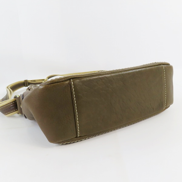 実際に弊社で買取させて頂いた土屋鞄製造所/ツチヤカバン Tone OILNUME/トーンオイルヌメ ジップトップショルダーバッグ ダークグリーンの画像 3枚目