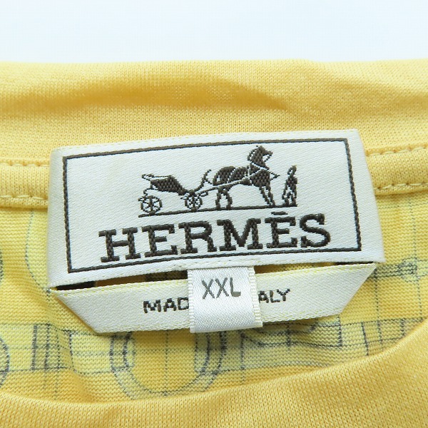 実際に弊社で買取させて頂いた【JPタグ/未使用】HERMES/エルメス 20SS Labyrinthe Equestre 馬具柄 クルーネック Tシャツ カットソー XXLの画像 2枚目