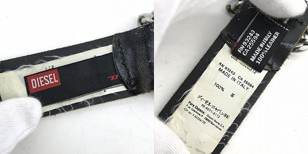 実際に弊社で買取させて頂いた【JPタグ】DIESEL/ディーゼル チェーン装飾 レザーベルト 90cm の画像 3枚目