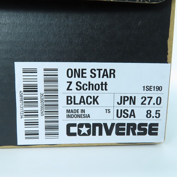実際に弊社で買取させて頂いたCONVERSE × Shott/コンバース×ショット ONE STAR Z Schott/ワンスター Z ショット 1SE190 ブラック/27の画像 8枚目