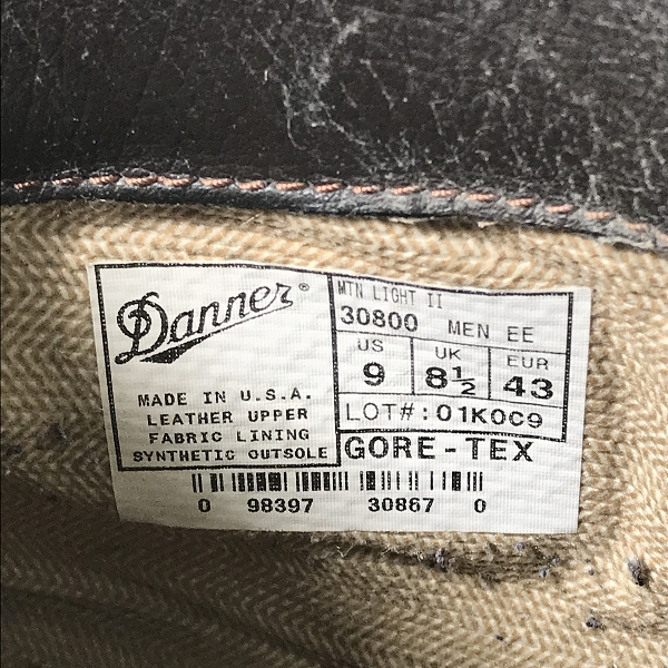 実際に弊社で買取させて頂いたDANNER/ダナー MOUNTAIN LIGHT 2/マウンテンライト 2 GORE-TEX ブーツ/30800/US9EEの画像 5枚目