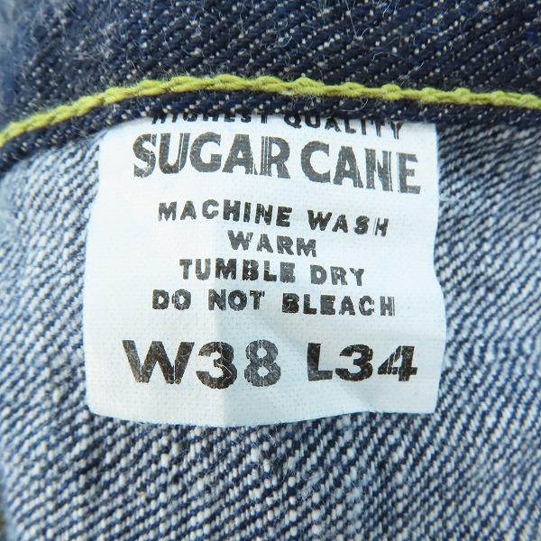 実際に弊社で買取させて頂いたSUGAR CANE/シュガーケーン 琉球藍混×ハワイ藍混 ALOHA DENIM さとうきびデニム デニムパンツ SC41701/W38L34の画像 4枚目
