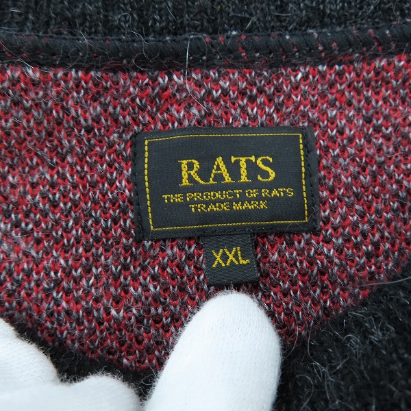 実際に弊社で買取させて頂いたRATS/ラッツ ARGYLE MOHAIR CREW NECK KNIT/アーガイル モヘヤ クルーネック ニット 23RN-1109/XXLの画像 2枚目