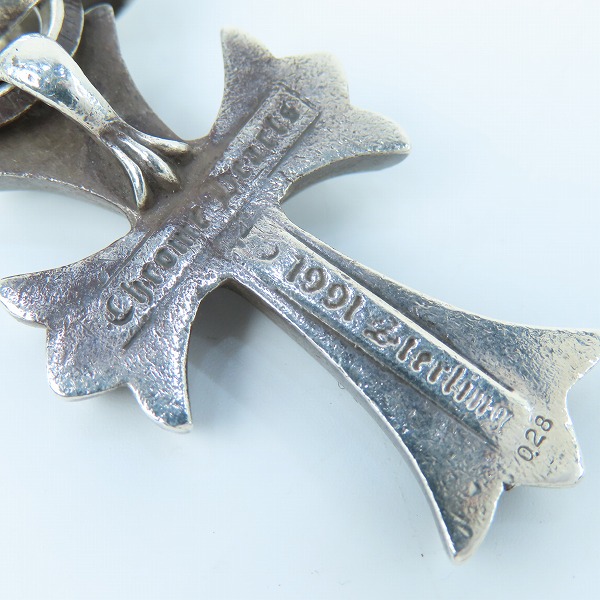 実際に弊社で買取させて頂いたCHROME HEARTS/クロムハーツ スモールCHクロスペンダント アフターダイヤモンド0.28 w/ベイルの画像 4枚目