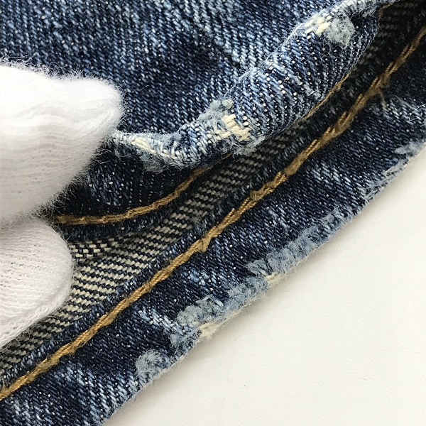 実際に弊社で買取させて頂いたmastermind JAPAN/マスターマインドジャパン 12AW neworder期 ダブルウエスト ジャガードデニムパンツ LMB2-PA06-02-D/1の画像 8枚目