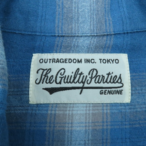 実際に弊社で買取させて頂いたWACKO MARIA/ワコマリア チェック柄 オープンカラー 長袖シャツ ブルー系/XLの画像 4枚目