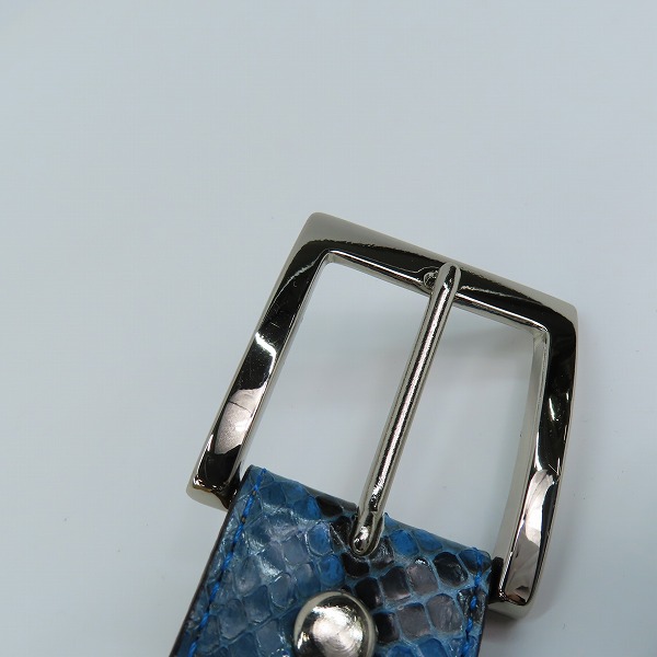 実際に弊社で買取させて頂いたWACKO MARIA/ワコマリア GUILTY PARTIES PYTHON LEATHER BELT/パイソンレザーベルト ブルー 36の画像 4枚目