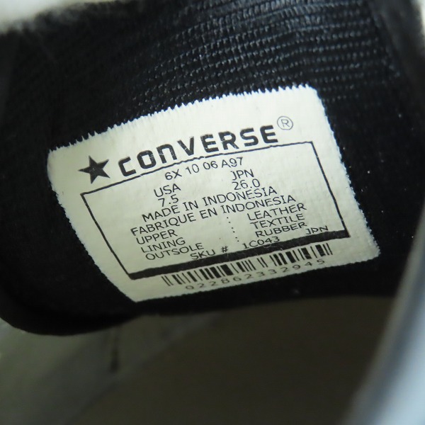実際に弊社で買取させて頂いたCONVERSE/コンバース ONE STAR/ワンスター スニーカー 白黒 1C043/26の画像 5枚目