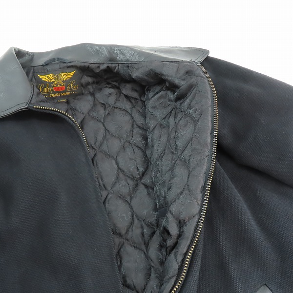 実際に弊社で買取させて頂いたCALEE/キャリー 22AW 065 Logo embroidery sports type jacket/キャンバス レザー切り替え スポーツタイプ ジャケット/XLの画像 5枚目