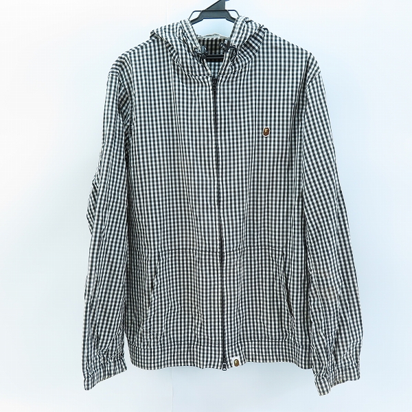 実際に弊社で買取させて頂いたA BATHING APE/アベイシングエイプ ギンガムチェック ジップアップ パーカー ジャケット ホワイト×ブラック/XL