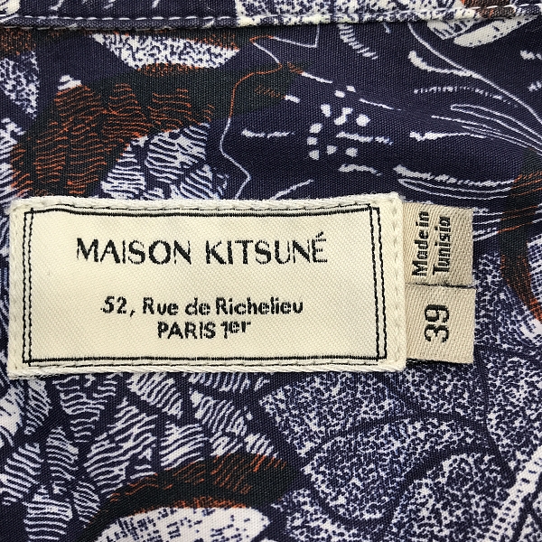 実際に弊社で買取させて頂いたMAISON KITSUNE/メゾンキツネ 総柄 シャツ/39の画像 2枚目
