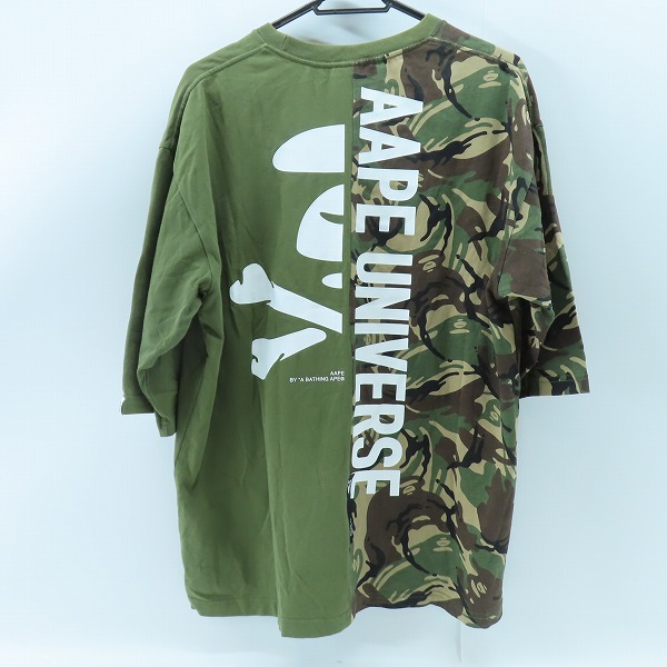 実際に弊社で買取させて頂いたAAPE BY A BATHING APE/エーエイプバイアベイシングエイプ  カモフラ バイカラー Tシャツ AAPTEM0490XXE/Lの画像 1枚目
