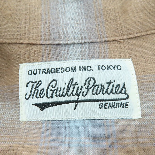 実際に弊社で買取させて頂いたWACKO MARIA/ワコマリア GUILTY PARTIES オンブレチェック 長袖 オープンカラーシャツ ライトブラウン系/XLの画像 2枚目