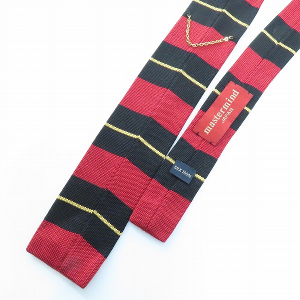 実際に弊社で買取させて頂いたmastermind/マスターマインド スカル刺繍 ボーダー柄ネクタイ の画像 3枚目