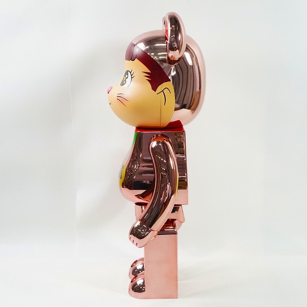 実際に弊社で買取させて頂いた★(1)未使用 MEDICOM TOY/メディコムトイ BE@RBRICK/ベアブリック 不二家 招き猫 ペコちゃん 金運ダブル小判 桃金メッキ 1000%の画像 2枚目