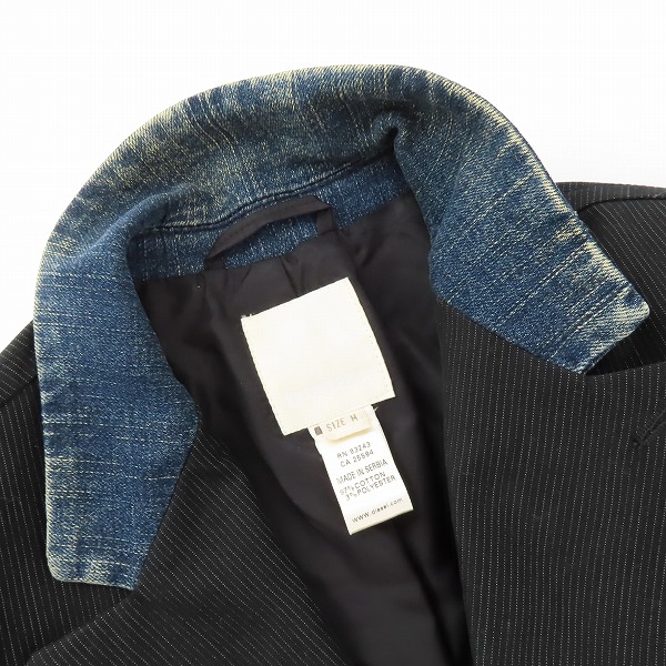 実際に弊社で買取させて頂いたDIESEL/ディーゼル デニム切替 ストライプ テーラードジャケット Mの画像 5枚目