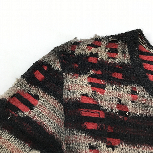 実際に弊社で買取させて頂いたRoen/ロエン ダメージ加工 レーヤード ボーダー ニット/カットソー 76147043 /48の画像 6枚目