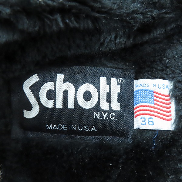 実際に弊社で買取させて頂いたSchott/ショット ボアライナー付き シングルレザーライダースジャケット /36の画像 2枚目