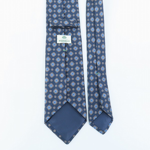 実際に弊社で買取させて頂いたLUIGI BORRELLI/ルイジ ボレッリ 総柄 ネイビー シルク/ウール ネクタイの画像 2枚目