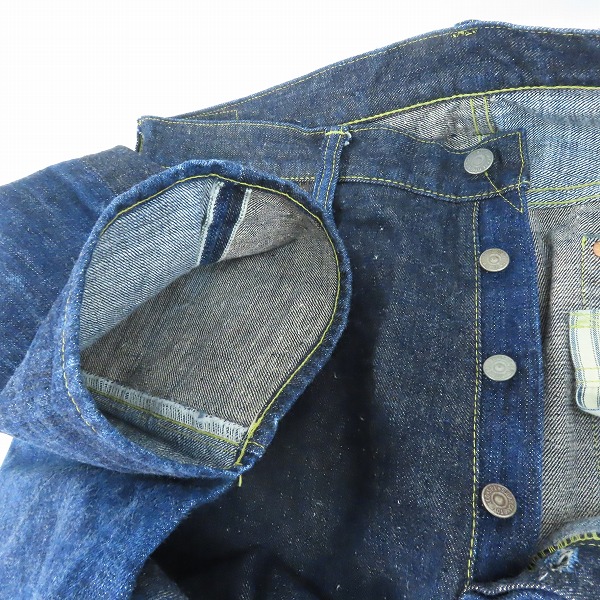 実際に弊社で買取させて頂いたSUGAR CANE/シュガーケーン 琉球藍混×ハワイ藍混 ALOHA DENIM さとうきびデニム デニムパンツ SC41701/W38L30の画像 7枚目