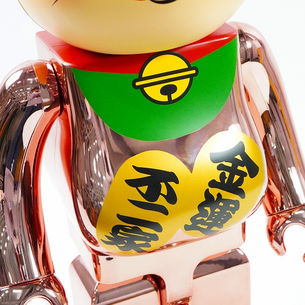 実際に弊社で買取させて頂いた★(1)未使用 MEDICOM TOY/メディコムトイ BE@RBRICK/ベアブリック 不二家 招き猫 ペコちゃん 金運ダブル小判 桃金メッキ 1000%の画像 5枚目