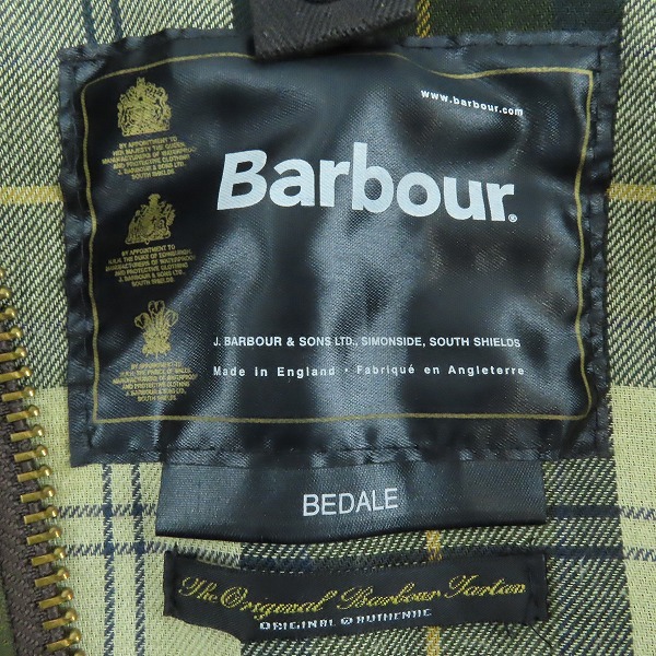 実際に弊社で買取させて頂いた【難有】BARBOUR/バブアー BEDALE JACKET A320 ビデイル オイルドジャケット C40/102cmの画像 3枚目