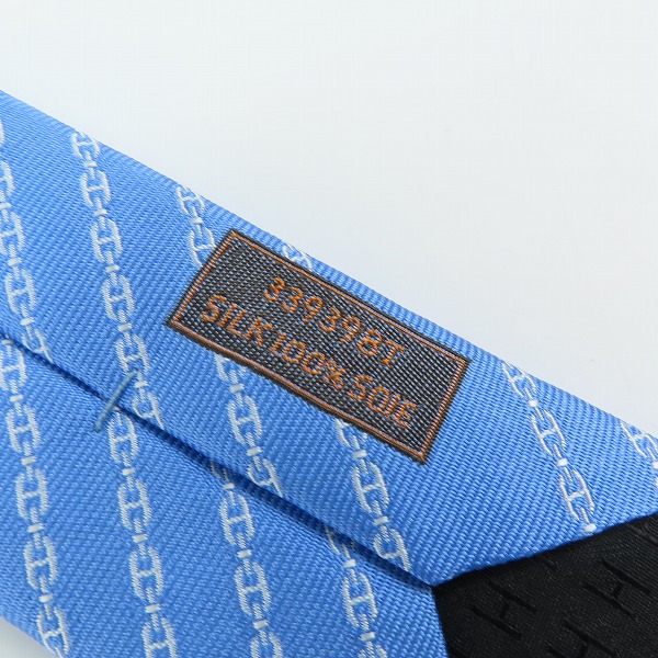 実際に弊社で買取させて頂いたHERMES/エルメス シェーヌダンクル柄 シルク ネクタイの画像 2枚目