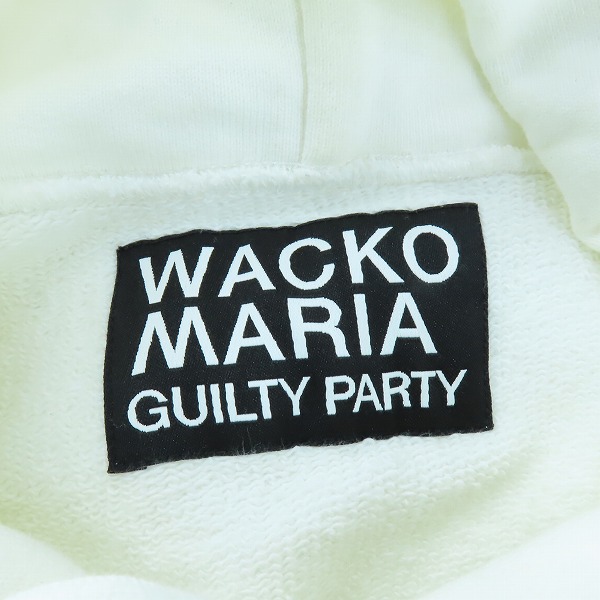 実際に弊社で買取させて頂いたWACKO MARIA/ワコマリア GUILTY PARTIES HEAVY WEIGHT PULLOVER HOODED SWEATSHIRT プルオーバー パーカー ホワイト XLの画像 2枚目