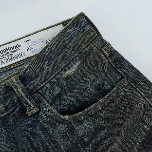 実際に弊社で買取させて頂いたNEIGHBORHOOD ネイバーフッド RUST.SAVAGE.NARROW/14OZ-PT デニムパンツ ジーンズ リペア加工 132DCNH-PTM21 Sの画像 7枚目