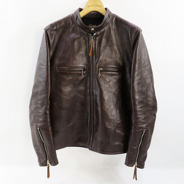 実際に弊社で買取させて頂いたBUCO/ブコ THE REAL McCOY'S/リアルマッコイズ HORSE HIDE/ホースハイド J-100 シングルライダースジャケット ブラウン/38