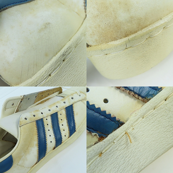 実際に弊社で買取させて頂いた【観賞用】adidas/アディダス 金ベロ/フランス製/ヴィンテージ SUPERSTAR/スーパースター スニーカー  白×青 9.5の画像 6枚目