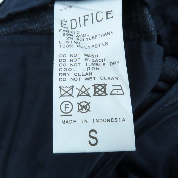 実際に弊社で買取させて頂いたEDIFICE/エディフィス チェック柄スラックスパンツ 20-030-300-1001-4-0/Sの画像 4枚目