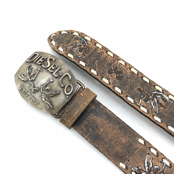 実際に弊社で買取させて頂いた【JPタグ】DIESEL/ディーゼル エンジェルバックル レザーベルト 38の画像 1枚目