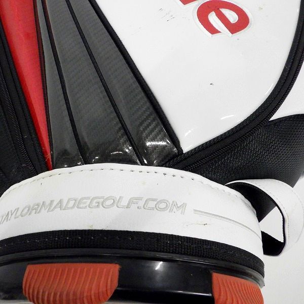 実際に弊社で買取させて頂いたTaylorMade/テーラーメイド CB100V オーセンティック 9.5型 4分割キャディバッグ ホワイトｘレッドｘブラックの画像 7枚目