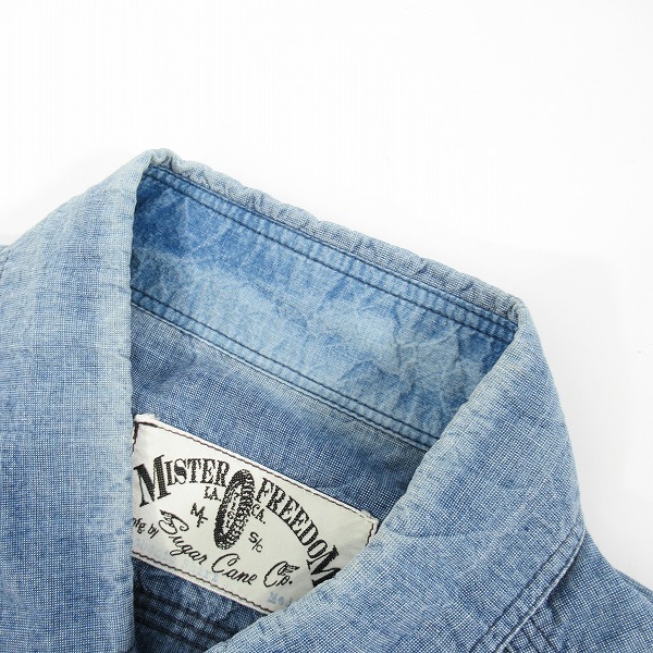 実際に弊社で買取させて頂いたSUGAR CANE×Mister Freedom/シュガーケン×ミスターフリーダム シャンブレー 長袖シャツ/Mの画像 5枚目