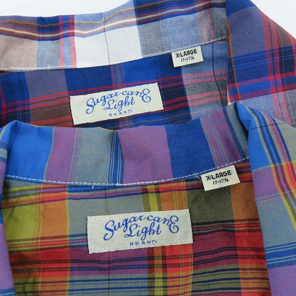 実際に弊社で買取させて頂いた【未使用】 SUGAR CANE Light/シュガーケーンライト オープンカラー チェック 半袖 ボタン シャツ SC38178/XLの画像 2枚目