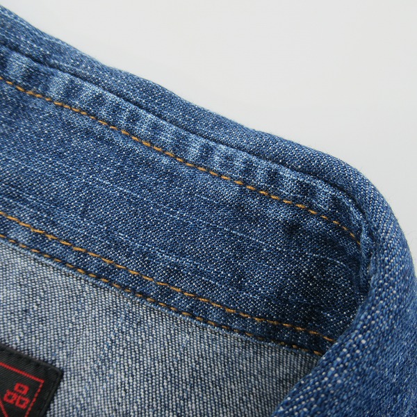 実際に弊社で買取させて頂いたEVISU/エヴィス MIGHTY EVISU刺繍 デニム ウエスタン シャツ/40の画像 6枚目